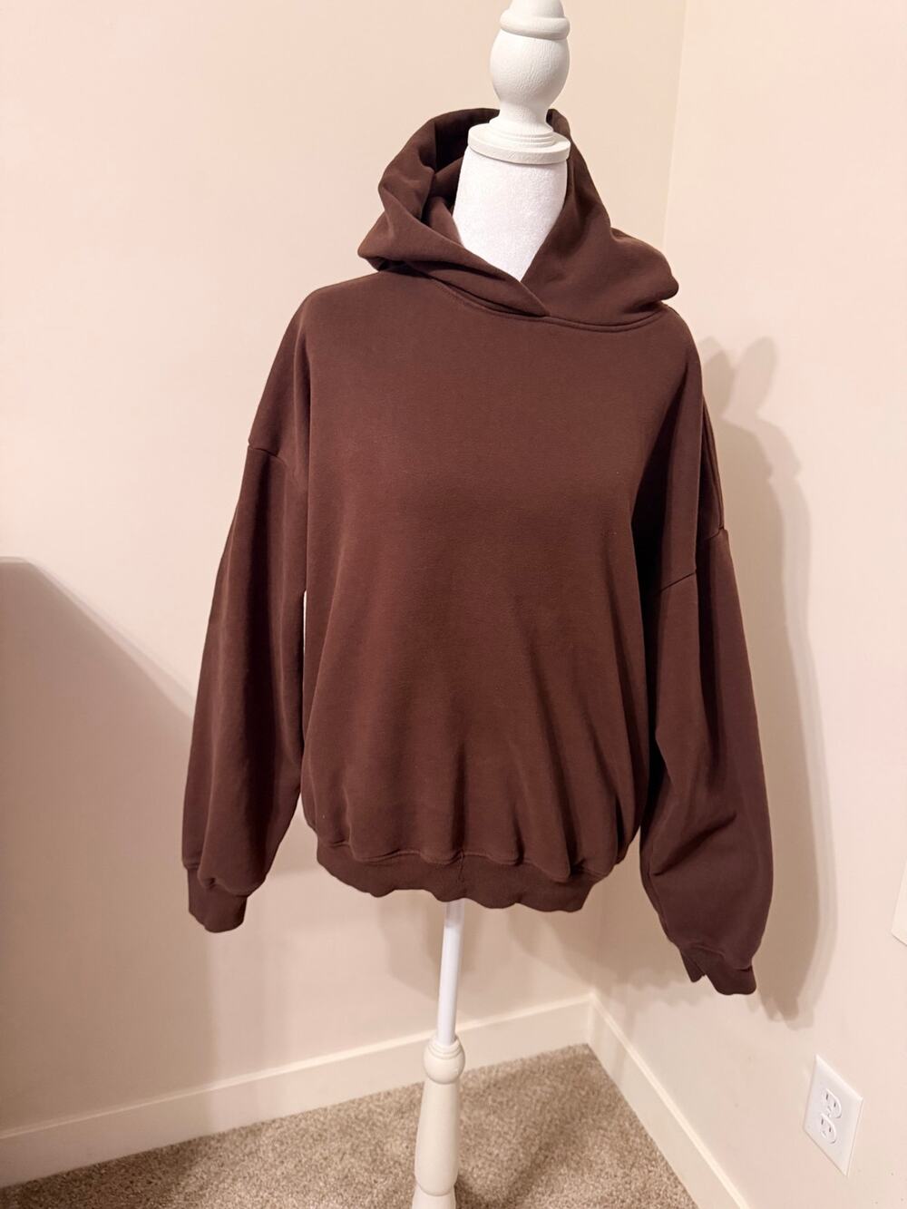 GARAGE Chocolate Brown Oversized Hoodie S/M | Cozy Pullover Sweatshirt